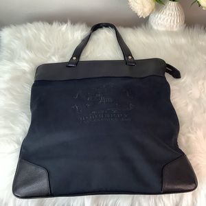 🛍 BURBERRY Canvas Calfskin Crest Embossed Flat Tote Black🛍UNISEX